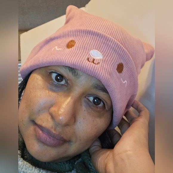 Cat Ear Devil Knitted Beanie Women Kawaii Winter Pink - Picture 9 of 17